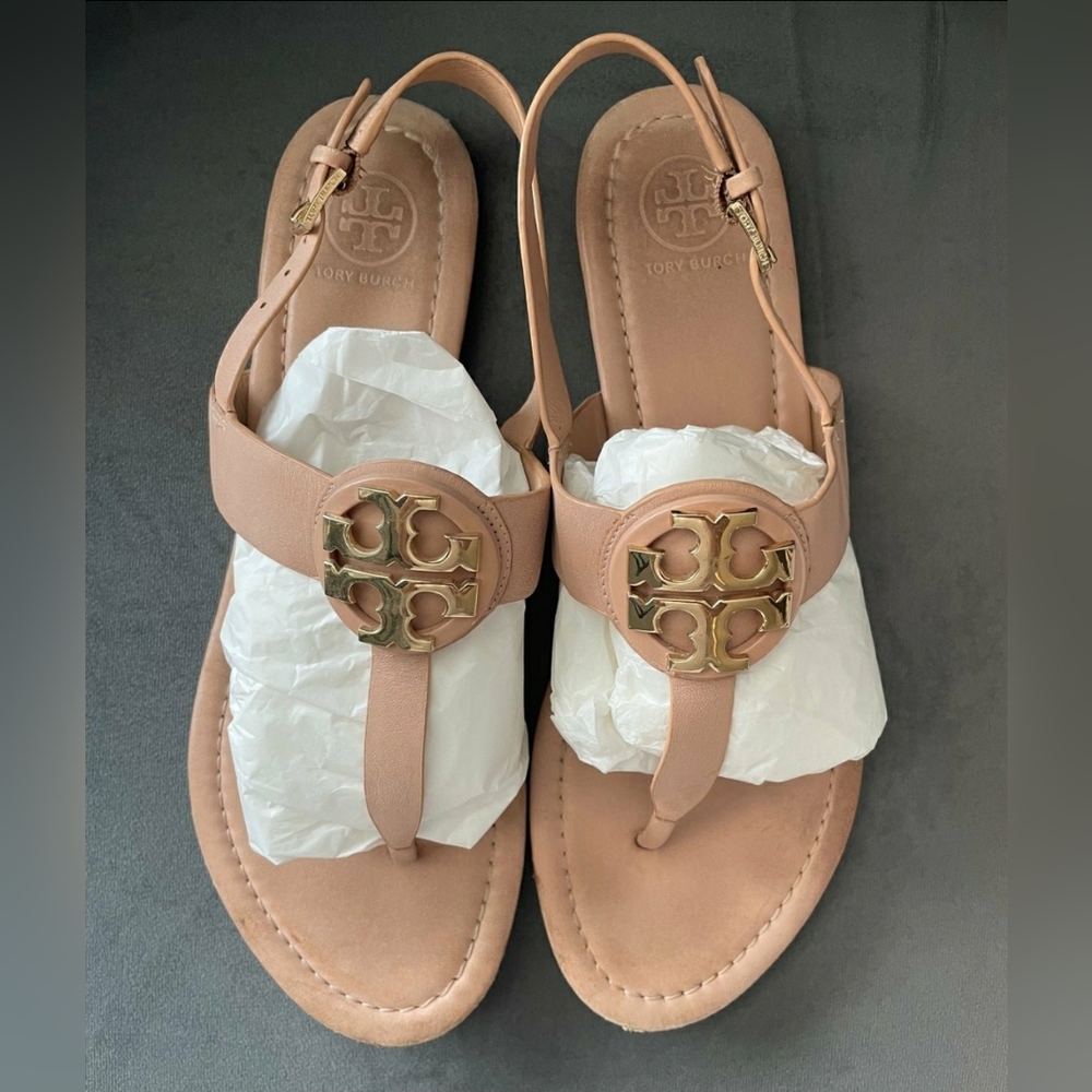 Tory Burch Designer Bryce Pink Slingback Sandals Thong Flip Sz 8